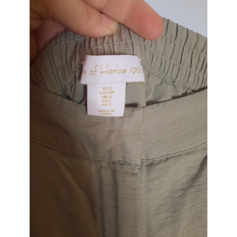 House of Harlow 1960 Tan Khaki Wide Leg Pleated High Rise Pants Small - Picture 4 of 5